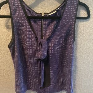 Halogen Purple Geometric Print 100% Silk Sleeveless Blouse – Size L EUC